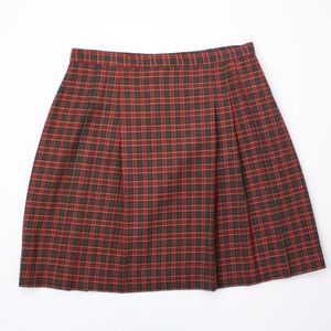 Vice Versa Plaid Pleated Skirt, Red